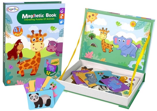 Magnetyczna Układanka Książka Zwierzęta Puzzle Krokodyl Małpka Import LEANToys Inna marka