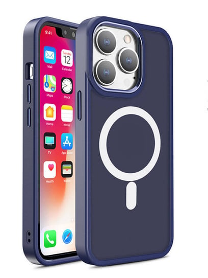Magnetyczne etui Color Matte Case do iPhone 15 Plus - granatowe Hurtel