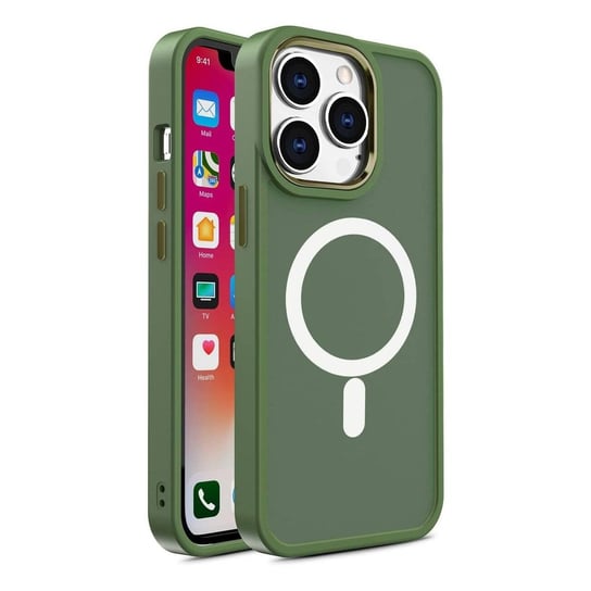 Magnetyczne etui Color Matte Case do iPhone 15 Pro - zielone Hurtel