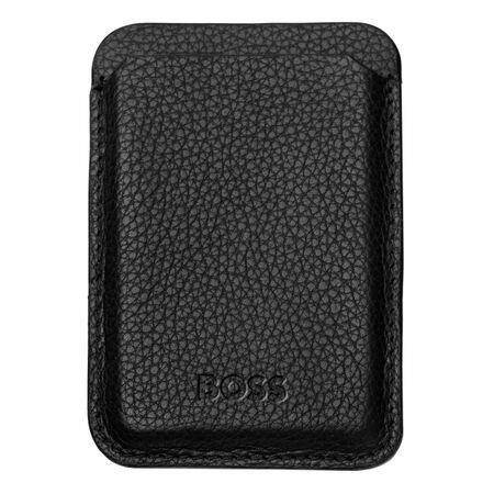 Magnetyczne etui na karty do smartfona Magnet Mobile Classic Grained Black Hugo Boss