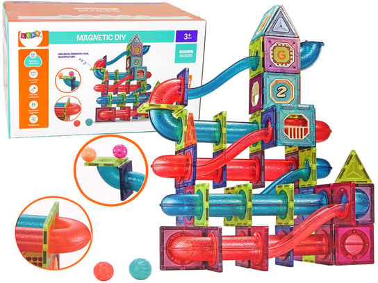 Magnetyczne Klocki Bloczki 145 Elementów 3D Zjeżdżalnia Dla Piłek Lean Toys