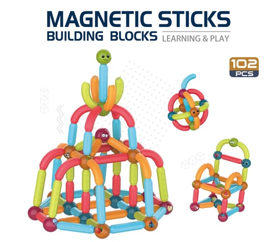 Magnetyczne klocki konstrukcyjne - zestaw 102 elementy Hedo