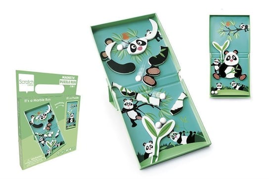 magnetyczne Puzzle Panda i tor kulek gra 2w1 gra logiczna Scratch Scratch