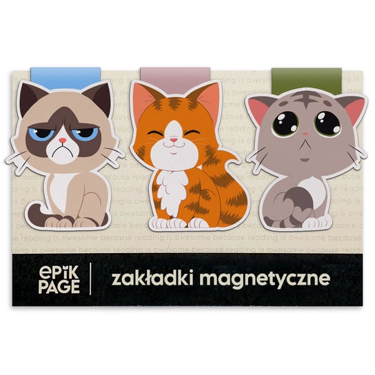 Magnetyczne zakładki do książki, Koty — zestaw 3 szt. EpikPage