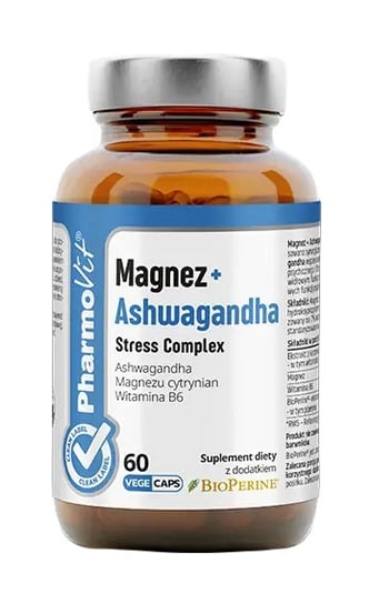 MAGNEZ + ASHWAGANDHA STRESS COMPLEX BEZGLUTENOWE 60 KAPSUŁEK - PHARMOVIT (CLEAN LABEL) Pharmovit