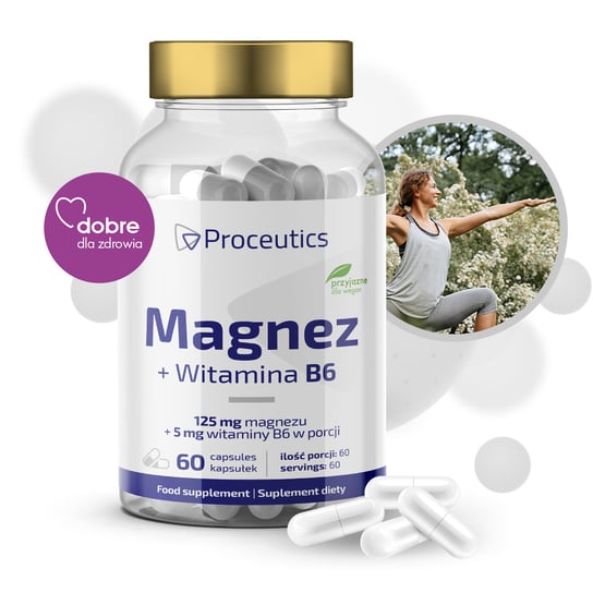 Magnez + Witamina B6, Suplement Diety, 60 Kaps. Proceutics