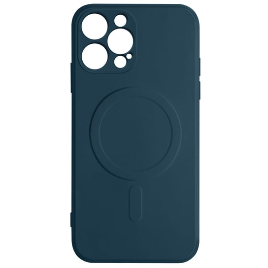 Magsafe iPhone 12 Pro Max Etui Silikonowe miękkie w dotyku wnętrze Mag Cover granatowe etui Avizar