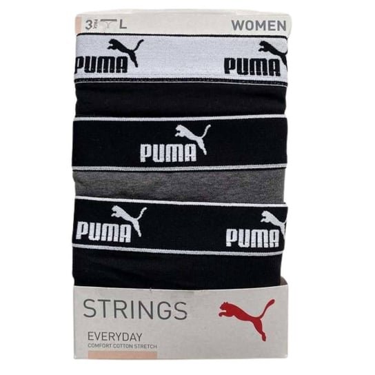 Majtki damskie Puma STRING 3-PACK czarne 93533701-L Inna marka