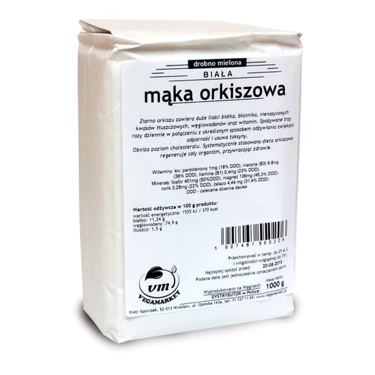 Mąka Orkiszowa Biała Drobna 1 kg Vegamarket VEGAMARKET