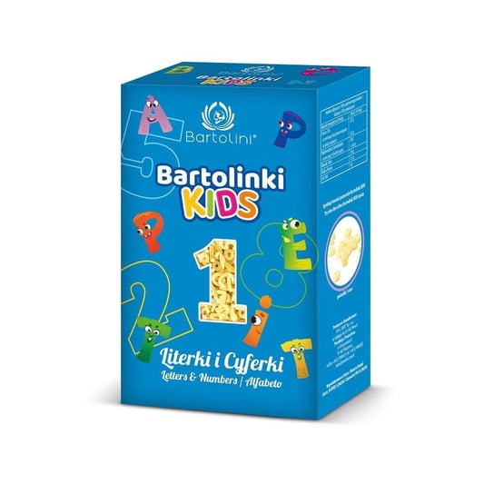 Makaron Dwujajeczny z Pszenicy Durum dla Dzieci "Literki i Cyferki | Letters & Numbers | Alfabeto" 250g Bartolini Kids BARTOLINI