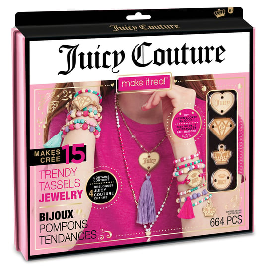MAKE IT REAL Zestaw do tworzenia bransoletek Juicy Couture Trendy Tassels, zabawka kreatywna Make It Real