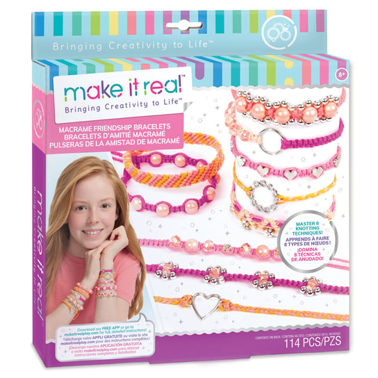 MAKE IT REAL Zestaw do tworzenia bransoletek Macrame Friendship Bracelets, zabawka kreatywna Make It Real