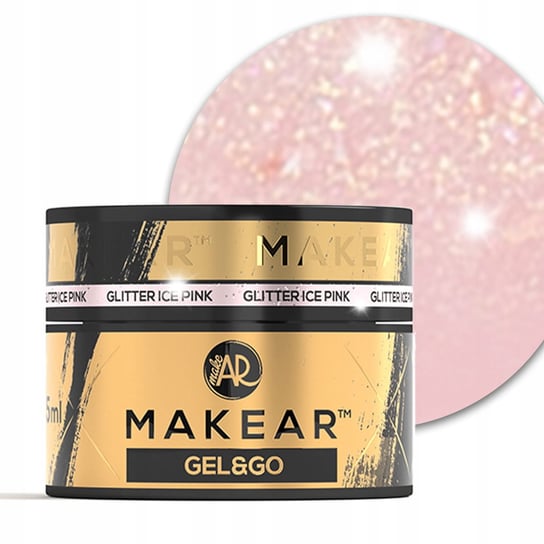 Makear Gel&Go, Budujący żel do paznokci, GG21 Glitter Ice Pink, 50ml MAKEAR