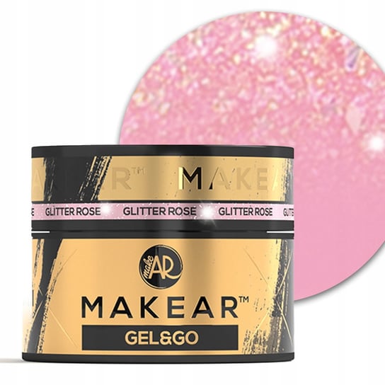 Makear Gel&Go, Budujący żel do paznokci, GG23 Glitter Rose, 15ml MAKEAR