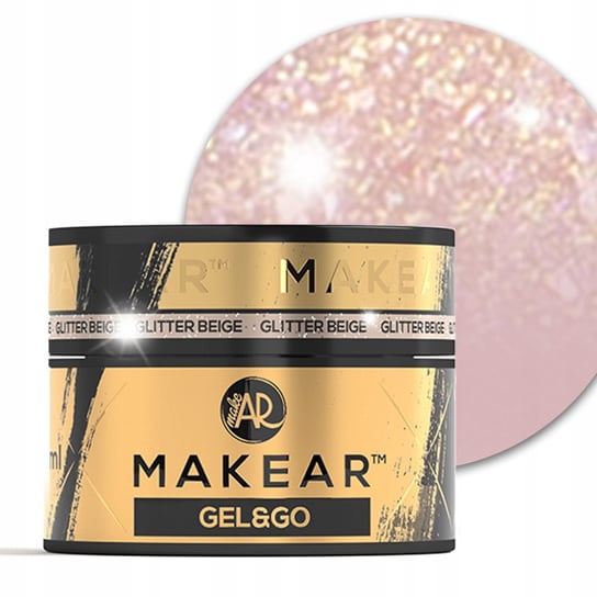 Makear Gel&Go, Budujący żel do paznokci, GG25 Glitter Beige, 15ml MAKEAR