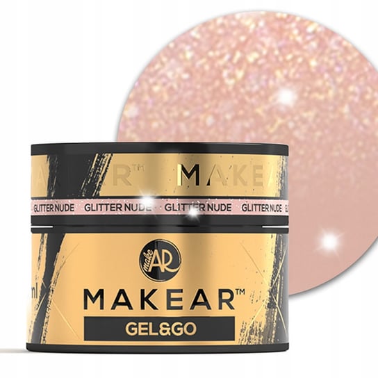 Makear Gel&Go, Budujący żel do paznokci, GG26 Glitter Nude, 15ml MAKEAR
