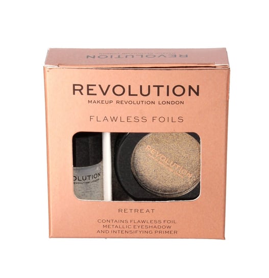 Makeup Revolution, Flawless Foils, metaliczny cień do powiek + baza Retreat Makeup Revolution