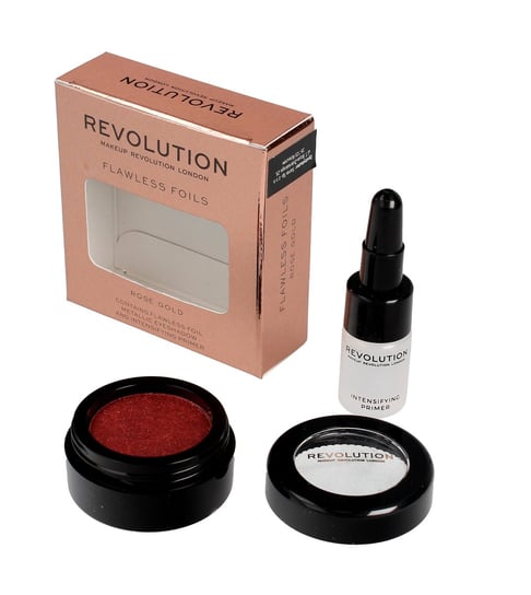 Makeup Revolution, Flawless Foils, metaliczny cień do powiek + baza Rose Gold Makeup Revolution