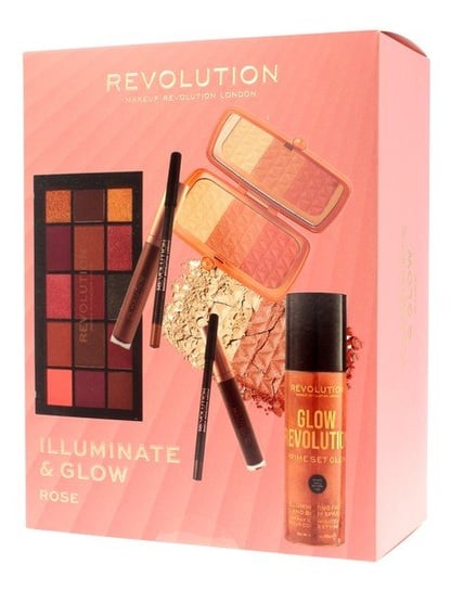 Makeup Revolution, Illuminate & Glow, Zestaw kosmetyków do makijażu Rose, 5 szt. Makeup Revolution
