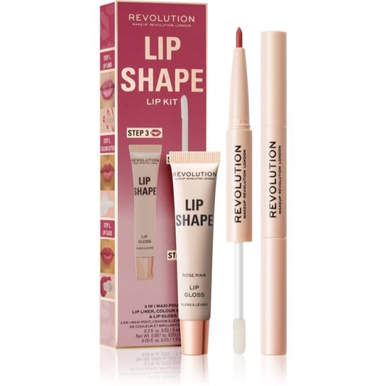 Makeup Revolution Lip Shape Kit, Rose Pink, Zestaw do ust, 2 szt. Revolution