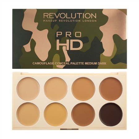 Makeup Revolution, Pro HD Camouflage Palette, Zestaw kosmetyków do makijażu Medium Dark, 8 szt. Makeup Revolution