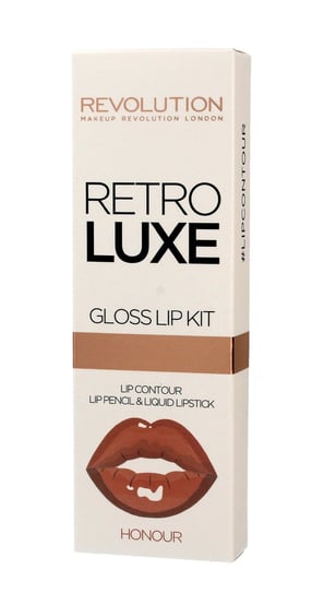Makeup Revolution, Retro Luxe Gloss Lip Kit, konturówka + błyszczyk Honour, 1 g + 5,5 ml Makeup Revolution