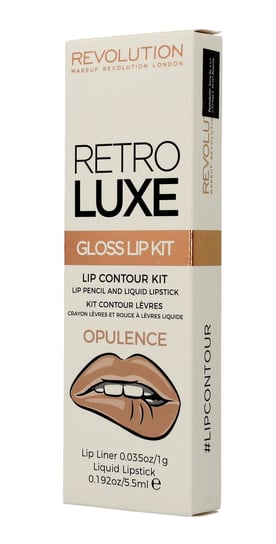 Makeup Revolution, Retro Luxe Gloss Lip Kit, konturówka + błyszczyk Opulence, 1 g + 5,5 ml Makeup Revolution