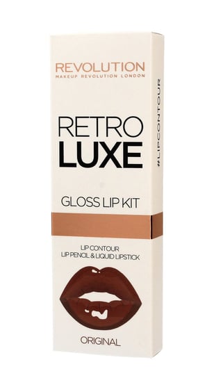Makeup Revolution, Retro Luxe Gloss Lip Kit, konturówka + błyszczyk Original, 1 g + 5,5 ml Makeup Revolution