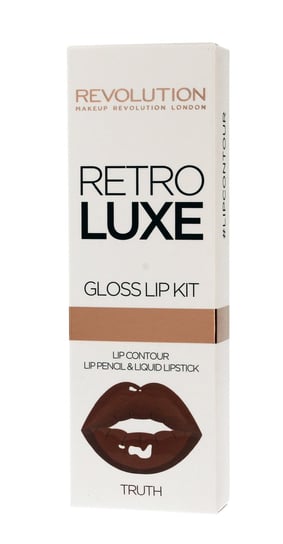 Makeup Revolution, Retro Luxe Gloss Lip Kit, konturówka + błyszczyk Truth, 1 g + 5,5 ml Makeup Revolution