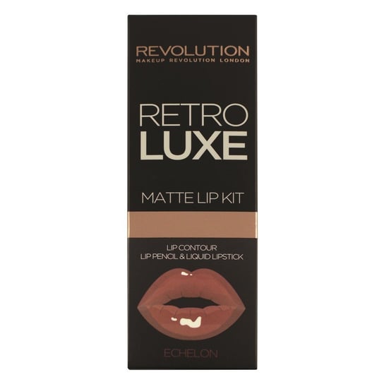Makeup Revolution, Retro Luxe Matte Lip Kits, konturówka + błyszczyk Echelon, 1 g + 5,5 ml Makeup Revolution