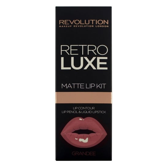 Makeup Revolution, Retro Luxe Matte Lip Kits, konturówka + błyszczyk Grandee, 1 g + 5,5 ml Makeup Revolution