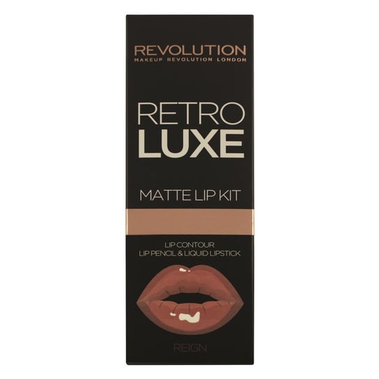 Makeup Revolution, Retro Luxe Matte Lip Kits, konturówka + błyszczyk Reign, 1 g + 5,5 ml Makeup Revolution