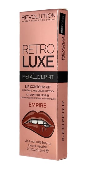 Makeup Revolution, Retro Luxe Metallic Lip Kit, konturówka + błyszczyk Empire, 1 g + 5,5 ml Makeup Revolution