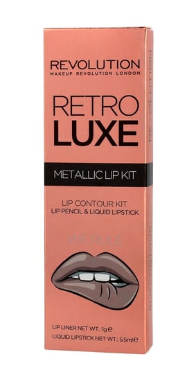 Makeup Revolution, Retro Luxe Metallic Lip Kit, konturówka + błyszczyk We Rule, 1 g + 5,5 ml Makeup Revolution