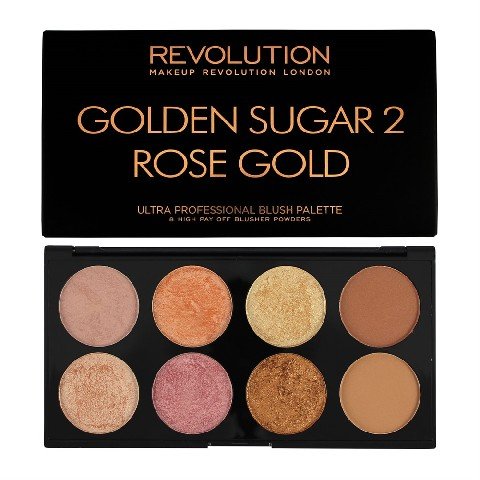 Makeup Revolution, Ultra Blush Palette, paleta do konturowania twarzy Golden Sugar 2 Rose Gold, 13 g Makeup Revolution