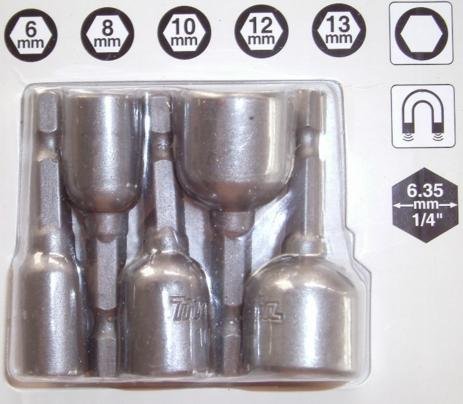 MAKITA, KOŃCÓWKI Z NASADKĄ MAGNETYCZNE 5szt. 6, 8, 10, 12, 13 mm MAKITA