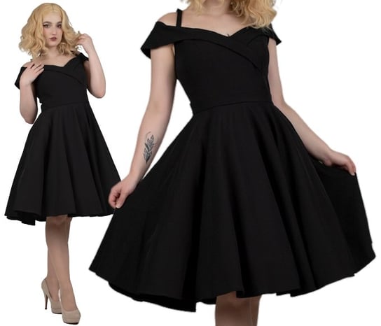Mała czarna sukienka hiszpanka PRODUKT POLSKI rozkloszowana retro goth Wonderlandia