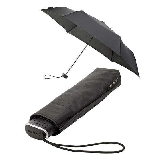 Mała klasyczna płaska parasolka damska, czarna Impliva
