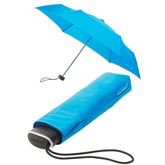Mała klasyczna płaska parasolka damska, niebieska Impliva