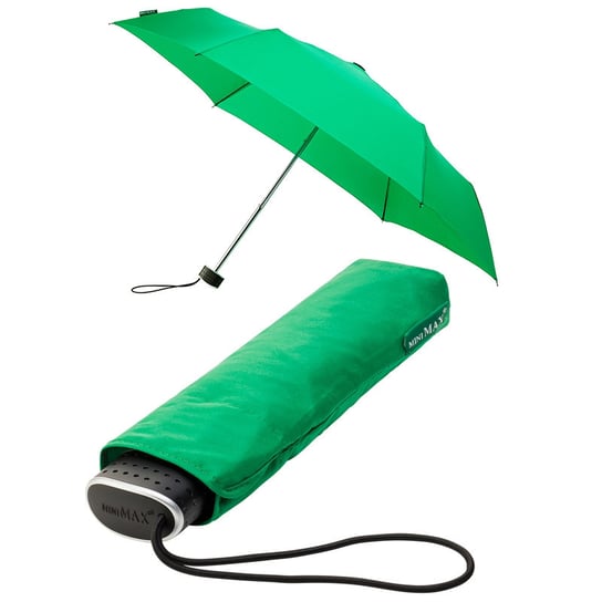 Mała klasyczna płaska parasolka damska, zielona Impliva