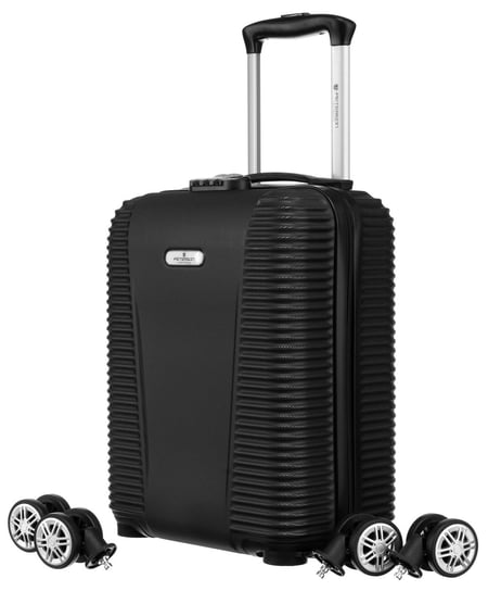 Mała walizka XS na kółkach z rączką tworzywo ABS+ walizka kabinowa do samolotu Peterson, czarny Peterson