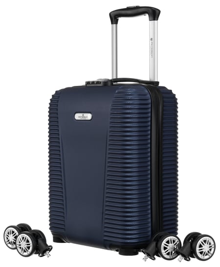 Mała walizka XS na kółkach z rączką tworzywo ABS+ walizka kabinowa do samolotu Peterson, granatowy Peterson