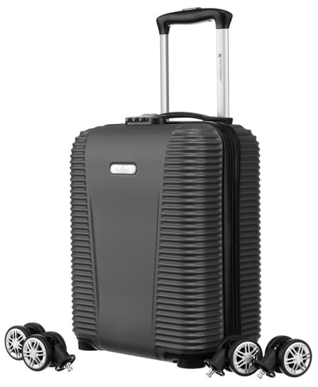 Mała walizka XS na kółkach z rączką tworzywo ABS+ walizka kabinowa do samolotu Peterson, szary Peterson