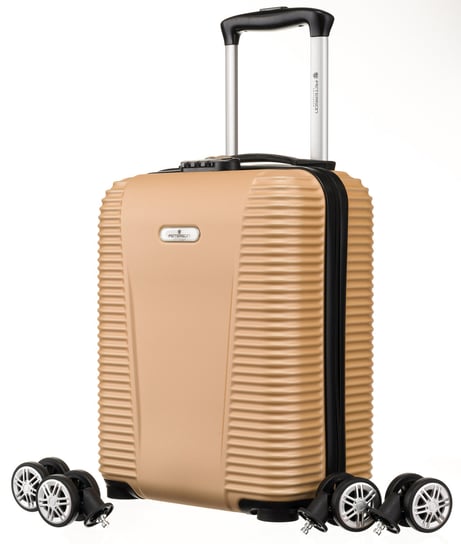 Mała walizka XS na kółkach z rączką tworzywo ABS+ walizka kabinowa do samolotu Peterson, złoty Peterson