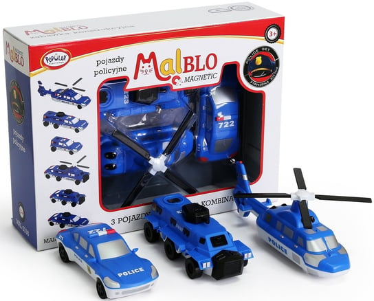 MalBlo Magnetic, kocki magnetyczne Pojazdy Policyjne Malblo