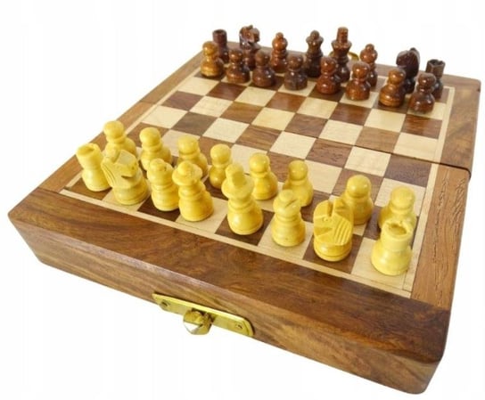 Małe szachy podróżne - Drewniane szachy magnetyczne mini - G610 GIFTDECO