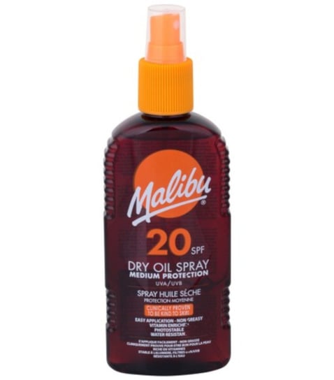 Malibu, Dry Oil Spray Medium Protection, olejek do opalania, SPF 20, 200 ml Malibu
