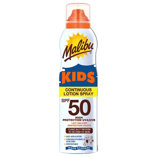 Malibu, Lotion Spray, Mleczko W Aerozolu Dla Dzieci, SPF50, 175ml Malibu