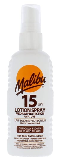 Malibu, Sun Lotion Spray, SPF15, Wodoodporny Spray, 100ml Malibu