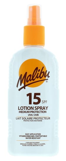 Malibu, Sun Lotion Spray, SPF15, Wodoodporny Spray, 200ml Malibu